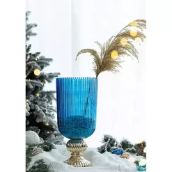 Online Kirklands Home Glass Vase with Silver Pedestal Base, 20 in. Blue