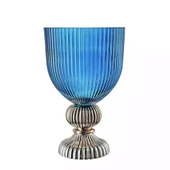 Best Kirklands Home Glass Vase with Silver Pedestal Base, 16 in. Blue