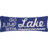 Sale Kirklands Home Blue Go Jump in the Lake Hooked Lumbar Pillow