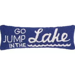 Sale Kirklands Home Blue Go Jump in the Lake Hooked Lumbar Pillow