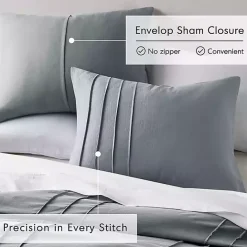 Clearance Kirklands Home Gray Pleated Grid 3-pc. Queen Comforter Set Blue