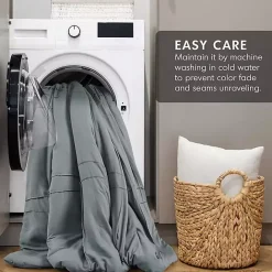 Clearance Kirklands Home Gray Pleated Grid 3-pc. Queen Comforter Set Blue