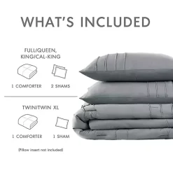 Clearance Kirklands Home Gray Pleated Grid 3-pc. Queen Comforter Set Blue