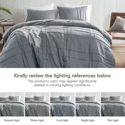 Kirklands Home Gray Pleated Grid 3-pc. King Comforter Set Blue