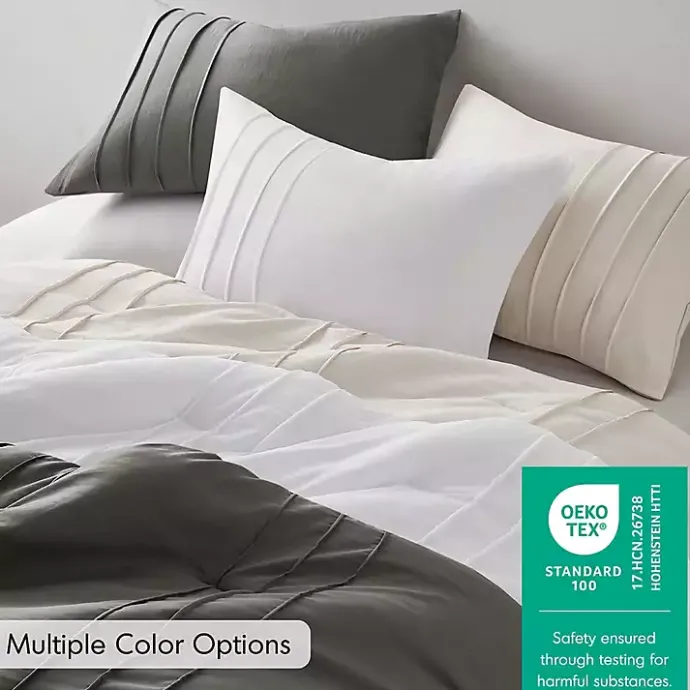 Kirklands Home Gray Pleated Grid 3-pc. King Comforter Set Blue