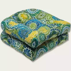 Sale Kirklands Home Blue Green Lagoon Wicker Chair Cushions, Set of 2