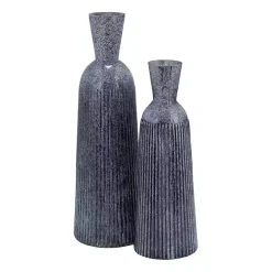 Online Kirklands Home Grooved Glass Vase, 16in Blue