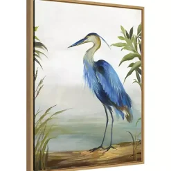 Kirklands Home Heron Framed Canvas Art Print Blue