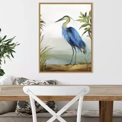 Kirklands Home Heron Framed Canvas Art Print Blue
