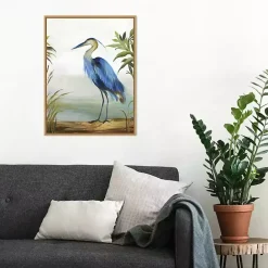 Kirklands Home Heron Framed Canvas Art Print Blue