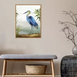 Kirklands Home Heron Framed Canvas Art Print Blue