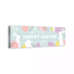 New Kirklands Home Hoppy Easter Canvas Wall Plaque Blue