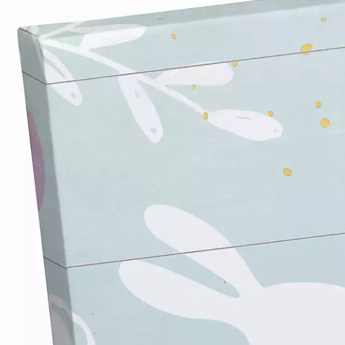 New Kirklands Home Hoppy Easter Canvas Wall Plaque Blue