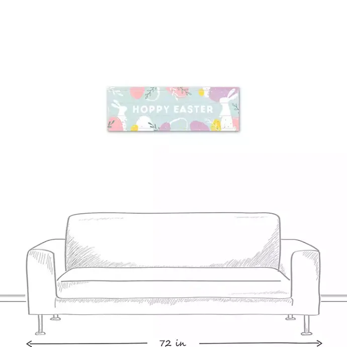 New Kirklands Home Hoppy Easter Canvas Wall Plaque Blue