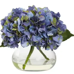Clearance Kirklands Home Hydrangea Arrangement in Clear Vase Blue