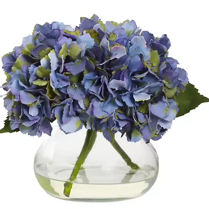 Clearance Kirklands Home Hydrangea Arrangement in Clear Vase Blue