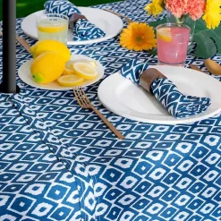 Best Kirklands Home Blue Ikat Outdoor Tablecloth with Zipper