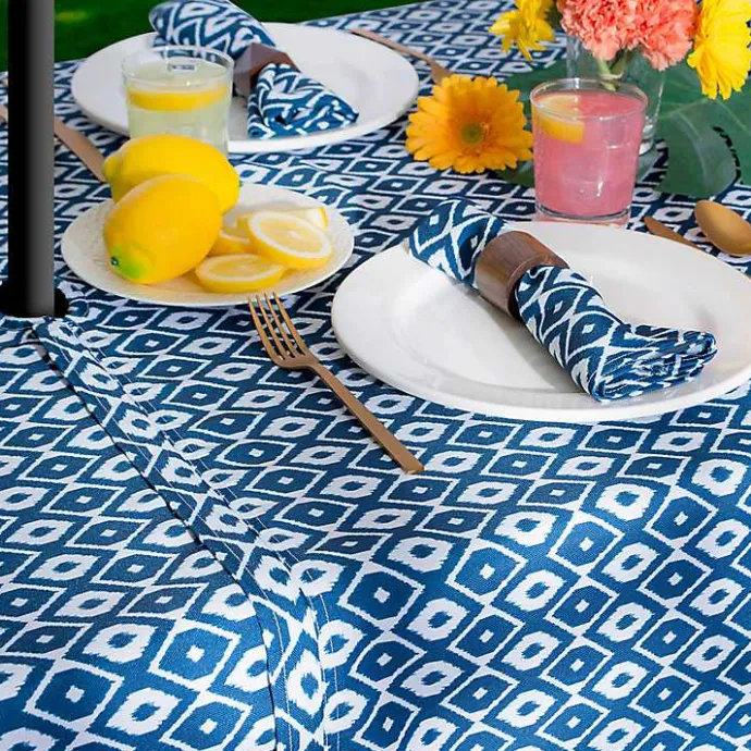 Best Kirklands Home Blue Ikat Outdoor Tablecloth with Zipper