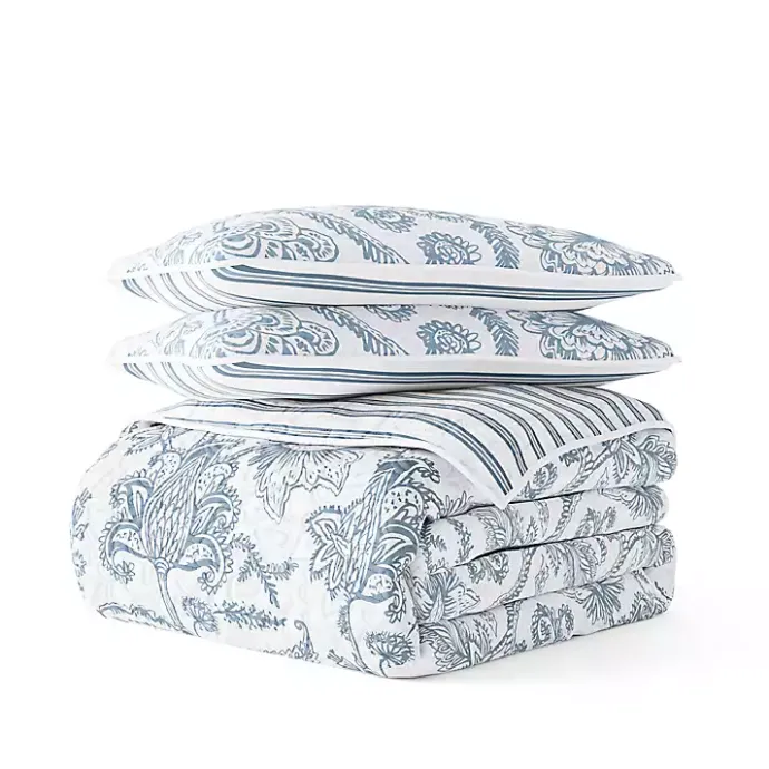 Best Kirklands Home Blue Jacobean Reversible 3-pc. Queen Quilt Set