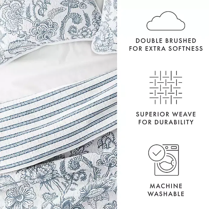 Best Kirklands Home Blue Jacobean Reversible 3-pc. Queen Quilt Set