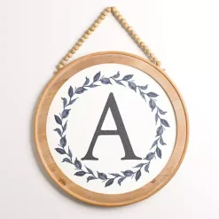 Online Kirklands Home Blue Leaf Wreath Monogram A Wood Wall Plaque