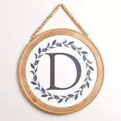 Outlet Kirklands Home Blue Leaf Wreath Monogram D Wood Wall Plaque