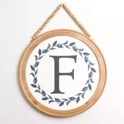 Outlet Kirklands Home Blue Leaf Wreath Monogram F Wood Wall Plaque