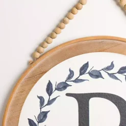 Online Kirklands Home Blue Leaf Wreath Monogram R Wood Wall Plaque