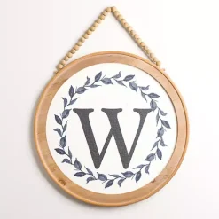 New Kirklands Home Blue Leaf Wreath Monogram W Wood Wall Plaque