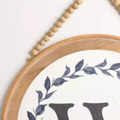 New Kirklands Home Blue Leaf Wreath Monogram W Wood Wall Plaque