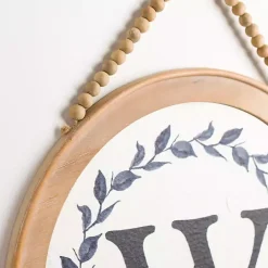 New Kirklands Home Blue Leaf Wreath Monogram W Wood Wall Plaque