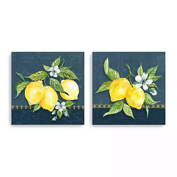 Discount Kirklands Home Blue Lemon Squeeze Canvas Art Prints, Set of 2