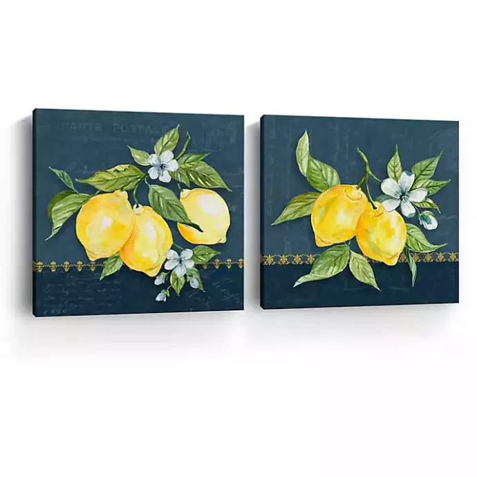 Discount Kirklands Home Blue Lemon Squeeze Canvas Art Prints, Set of 2