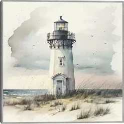 Discount Kirklands Home Blue Lighthouse Framed Canvas Art Print