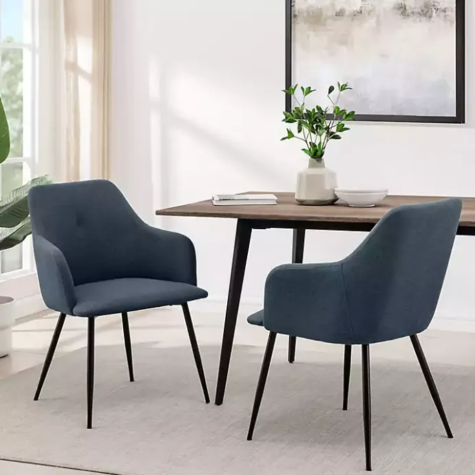 Outlet Kirklands Home Lily Upholstered Dining Chairs, Set of 2 Blue