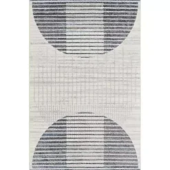 Sale Kirklands Home Blue Linear Geometric Washable Area Rug, 4x6