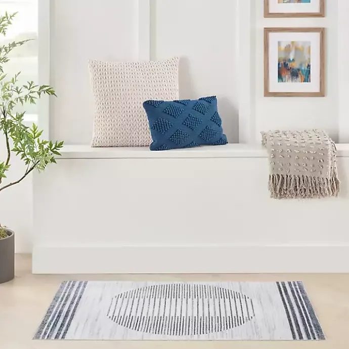 Best Kirklands Home Blue Linear Sphere Washable Accent Rug, 2x4