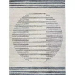 Sale Kirklands Home Blue Linear Sphere Washable Area Rug, 6x9