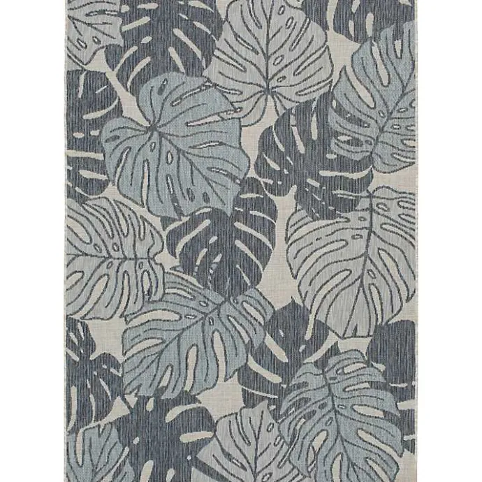 Sale Kirklands Home Blue Malibu Monstera Outdoor Area Rug, 7x9