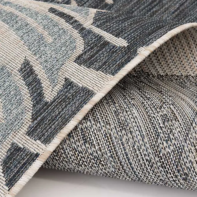 Sale Kirklands Home Blue Malibu Monstera Outdoor Area Rug, 7x9