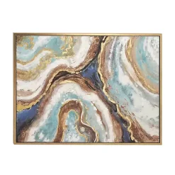 Outlet Kirklands Home Blue Marbling Agate Framed Canvas Art Print