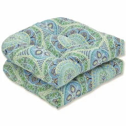 Sale Kirklands Home Blue Medallion Wicker Chair Cushions, Set of 2