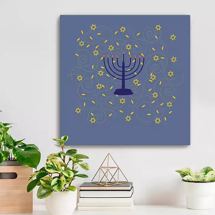 New Kirklands Home Blue Menorah Canvas Art Print