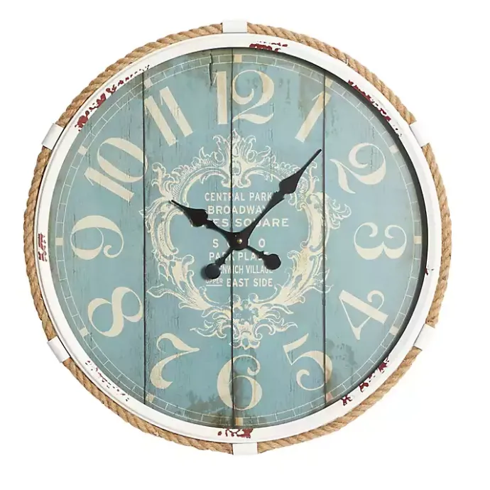 Online Kirklands Home Blue Metal and Rope Wall Clock