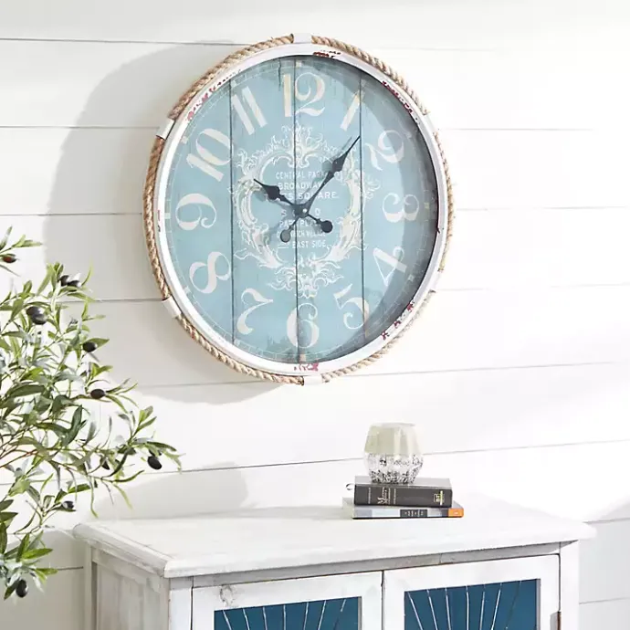 Online Kirklands Home Blue Metal and Rope Wall Clock