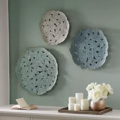 Best Kirklands Home Metal Feather Round Wall Plaques, Set of 3 Blue