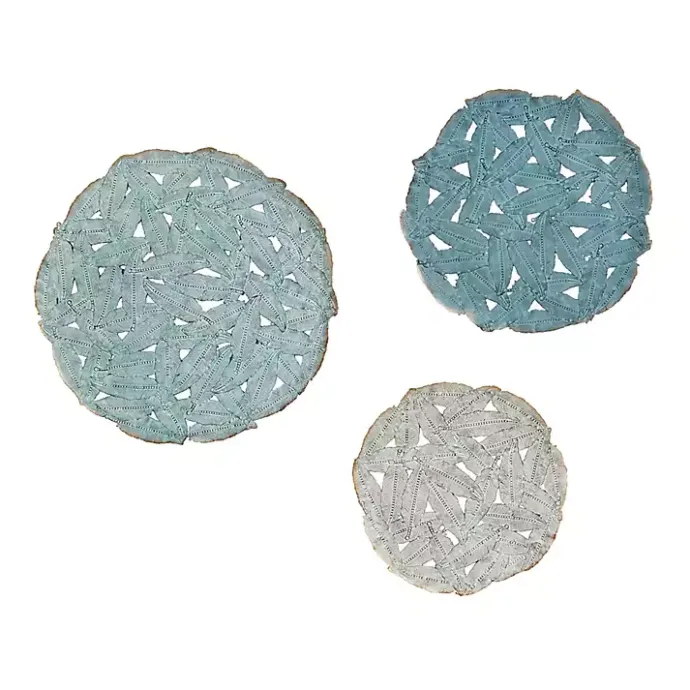 Best Kirklands Home Metal Feather Round Wall Plaques, Set of 3 Blue