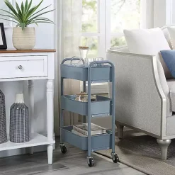 Clearance Kirklands Home Metal 3-Tier Organizer Storage Cart Blue