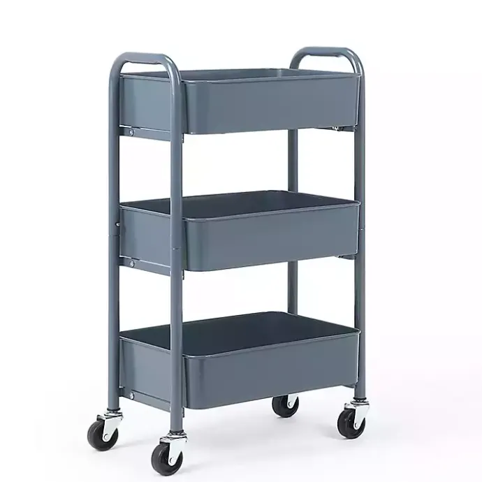 Clearance Kirklands Home Metal 3-Tier Organizer Storage Cart Blue
