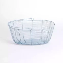 Discount Kirklands Home Metal Wire Basket with Handle Blue
